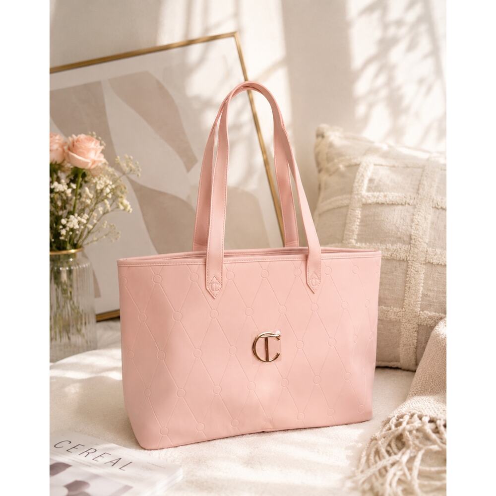 Charlotte Tilbury Pink Quilted Tote (Large Capacity Work & Travel Bag